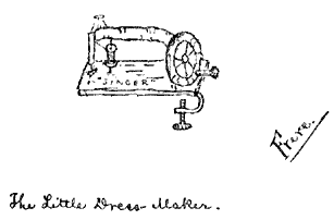 Hand-drawn "SINGER" sewing
machine.