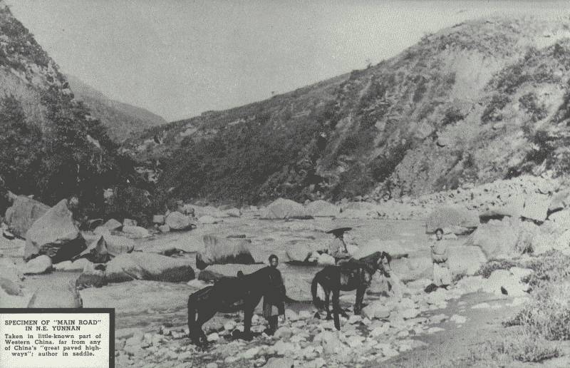 SPECIMEN OF "MAIN ROAD" IN N.E. Y&Uuml;N-NAN

Taken in the little-known part of Western China, far from any of China's
"great paved highways"; author is in saddle.