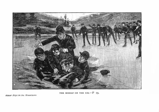 Illustration: THE MISHAP ON THE ICE.&mdash;P. 73.
Rover Boys in the Mountains.