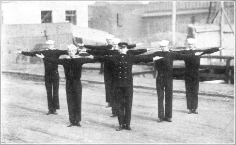 FIG. 4.&mdash;GRIND

In the "Grind" special precaution should be taken not to let the center
of the circle, that the hands are making, come in front of the
shoulders; an attempt should almost be made to make the shoulder-blades
meet. This is particularly necessary on the reverse.