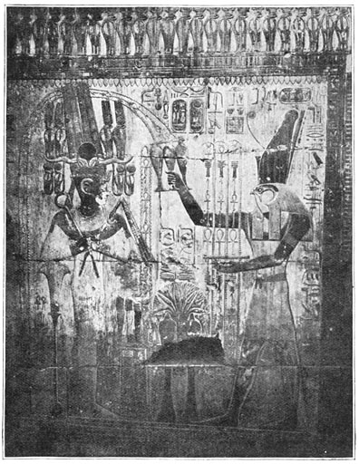 De god Thot, den heerscher Seti&nbsp;I zuiverend.