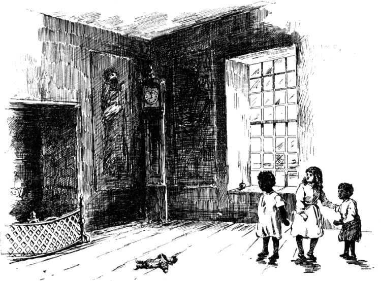 "Must I look so when I die? Boo-oo!" "I'll cross my heart, Lil Missus, 'twuz dem drefful men dat sed 'Boo-oo!'"