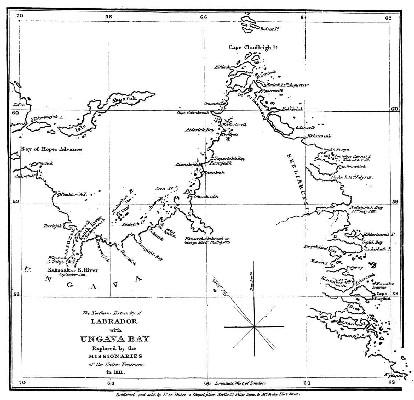 Map: The Northern Extremity of LABRADOR with UNGAVA BAY Explored by the
MISSIONARIES of the Unitas Fratrum in 1811