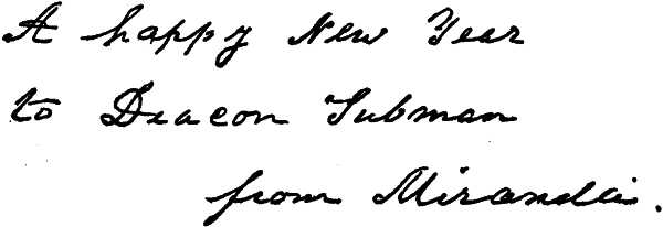 Miranda's chirography&mdash;"A Happy New Year"