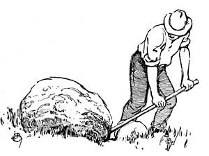 FIG. 91.&mdash;Prying a stone out of the ground.