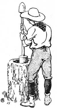 FIG. 95.&mdash;Primitive method of grinding corn.