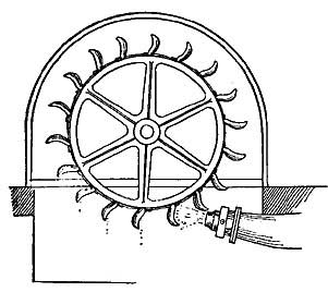 FIG. 121.&mdash;The Pelton water wheel.