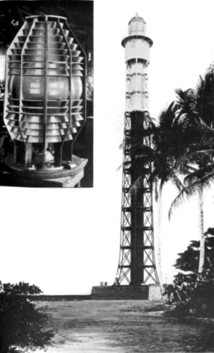 A. A COMPLETED LIGHTHOUSE LENS
B. TORRO POINT LIGHTHOUSE, PANAMA CANAL