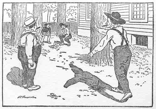 Pitching quoits in the afternoon in the court house
yard.