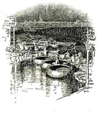 Suddenly we came upon a scene of strange beauty and
dramatic effect.