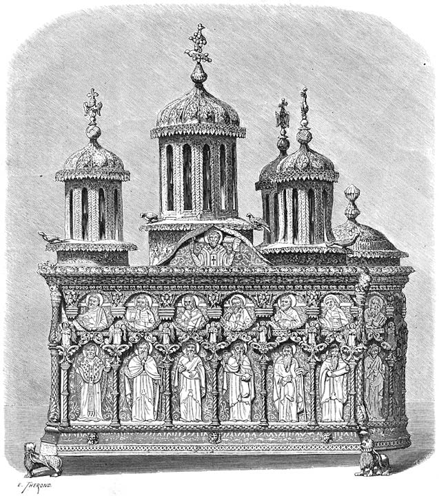 Gebeeldhouwd koffertje in de sakristie te Kari&egrave;s.