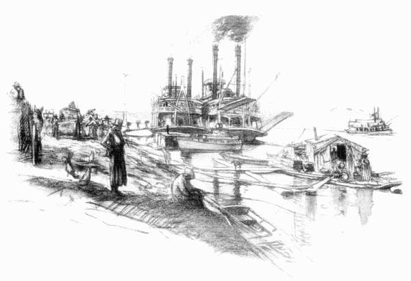 As water flows down the hills of Vicksburg to the river, so the visitor's thoughts flow down to the great spectacular,
mischievous, dominating stream