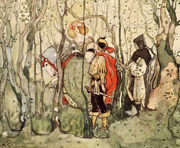 The three travellers soon reached the leafy shades of
the forest