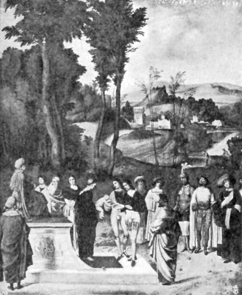 FIG. 47.&mdash;GIORGIONE(?). ORDEAL OF MOSES. UFFIZI.