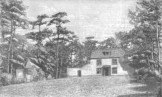 Borrow&rsquo;s home at Oulton (now pulled down), showing the
summer house where much of his work was written.  (From a
Photograph kindly lent by Mr. Welchman, of Lowestoft, and taken
by Mr. F. G. Mayhew, of the same place.)