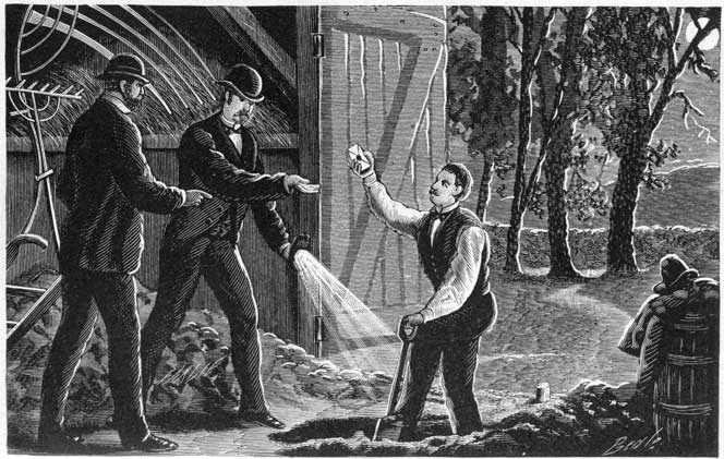 With a joyful cry he exultingly held up a large
wallet before his excited companions.