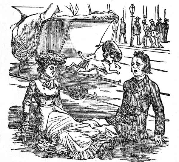 THE NEXT MOMENT WE WERE BOTH OF US SITTING DOWN IN
FOURTEEN INCHES OF VERY COLD, VERY MUDDY WATER.