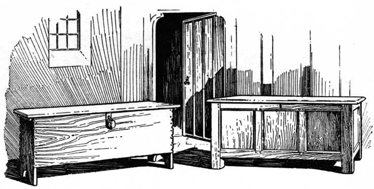 Old Oak Chests, showing the Method of Structure
which forms the origin of most of our English Furniture.
(From The Woodworker, January, 1927.)
