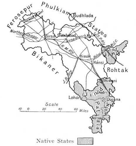 Fig. 85. Hiss&aacute;r with portions of Phulkian States etc.