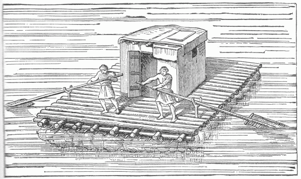 14.&mdash;RAFT BUOYED BY INFLATED SKINS. (MODERN.) (Kaulen.)