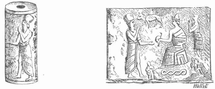 50.&mdash;CHALDEAN CYLINDER AND IMPRESSION. (Perrot and Chipiez.)