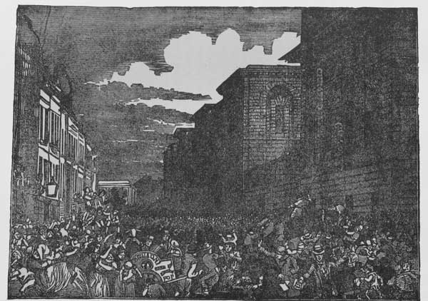 "NOYES ESCORTED BY AN ANGRY MOB TO NEWGATE."&mdash;Page 379