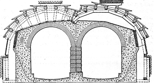 Fig. 126.&mdash;Section Showing Lining for Capitol Hill
Tunnel. Washington, D. C.