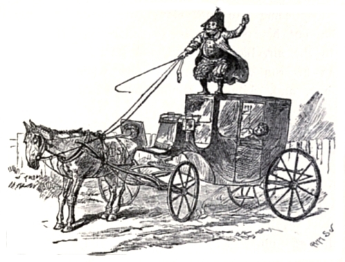 "THE CABMAN HAD CLIMBED UP ON TOP OF THE CAB AND WAS
THROWING STONES AT THE HORSE."