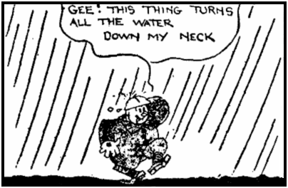 GEE! THIS THING TURNS
ALL THE WATER
DOWN MY NECK