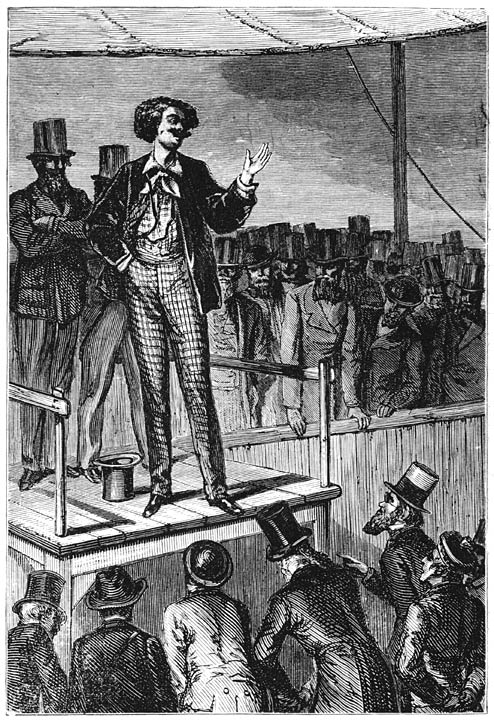 &raquo;Michel Ardan was niet uit het veld geslagen.” Bladz. 76.