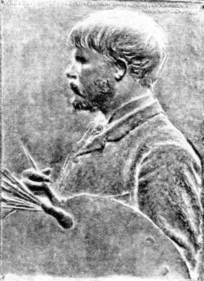 Lent by The Century Co.

THE BAS-RELIEF PORTRAIT OF BASTIEN-LEPAGE MODELED BY AUGUSTUS
SAINT-GAUDENS. SAINT-GAUDENS GAVE A CAST OF THE PORTRAIT TO MISS TERRY