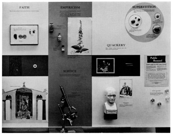Figure 10.&mdash;An exhibit on superstitions, empiricism,
    magic, and faith healing