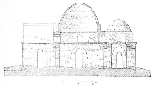 Fig. 54.&mdash;Section through the palace at Sarbistan; from
Flandin and Coste.