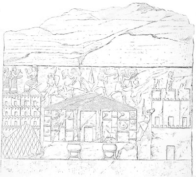 Fig. 190.&mdash;Temple with triangular pediment; from Botta.