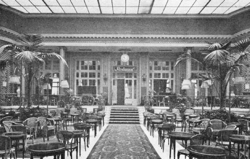 Palm Court in the Waldorf Hotel&mdash;A Popular Resort for
American Travelers