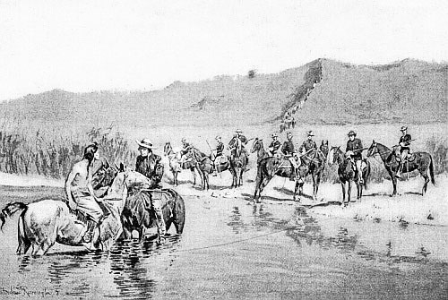 “HIS HORSE DREW CLOSE, SHOVING THE HORSE OF THE
MEDICINE-MAN”