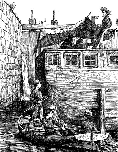 GOING THROUGH THE LOCK.&mdash;Drawn by A.&nbsp;B. Frost.