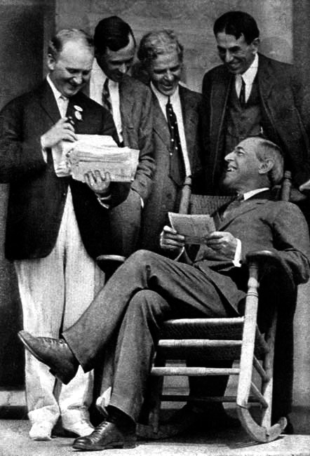 Governor Wilson receiving congratulations from newspaper correspondents
on his nomination for the Presidency
