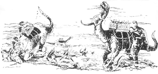 Agile as grasshoppers, those fierce war dogs ripped
and worried their prey.