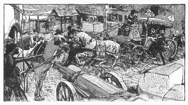 ASSASSINATION OF HENRY IV, RUE DE LA FERRONNERIE, MAY 14,
1610. From a drawing by L. Marold.