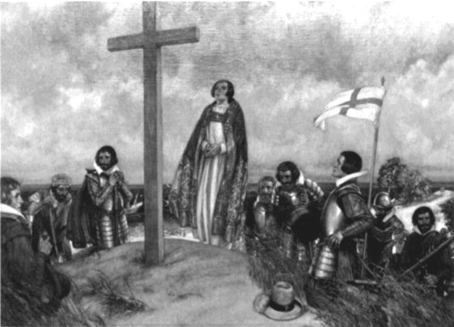 Worship at Cape Henry on April 29, 1607 as depicted by
Stephen Reid. Courtesy of the Chrysler Museum at Norfolk.