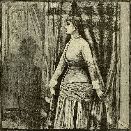 "The curtains parted and disclosed the form of Imogene. 'I am coming,' she murmured, and stepped forth."&mdash;(Page 402.)