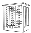 Fig. 40. Sort Cabinet, for storage of extra quantities of
type, etc.