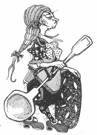 With the Spoon which every Wig carries hung from his
Belt