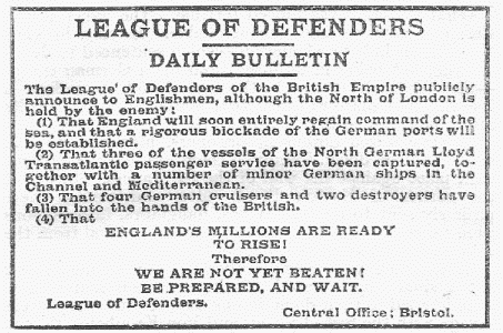 COPY OF THE "DAILY BULLETIN" OF THE
LEAGUE OF DEFENDERS.