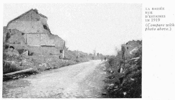 LA BASS�E.
RUE D'ESTAIRES IN 1919
(Compare with photo above.)