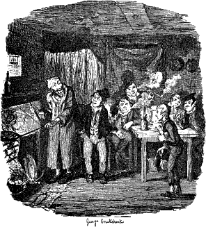 EEN STOKOUDE, GERIMPELDE JOOD STOND MET EEN LANGE VORK IN
DE HAND BIJ DE PAN.