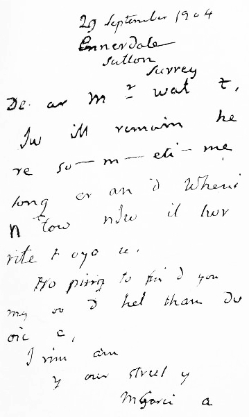 FACSIMILE OF A LETTER WRITTEN BY MANUEL GARCIA AT THE AGE
OF NINETY-NINE.