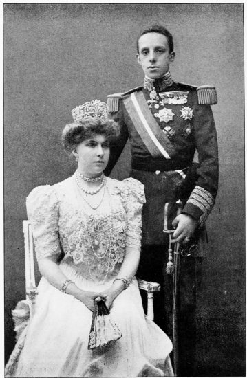 THEIR MAJESTIES THE KING AND QUEEN OF SPAIN.

(From a Photograph specially forwarded to the Author by His Majesty.)

Franzen, Madrid.