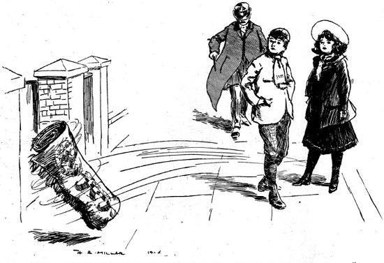 "IN AN INSTANT IT HAD ROLLED ITSELF UP AND HIDDEN BEHIND A
GATE-POST."